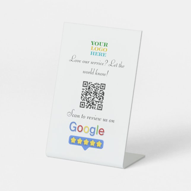 Signe De Table Code QR de Google Avis | Commentaires personnalisé (Recto)