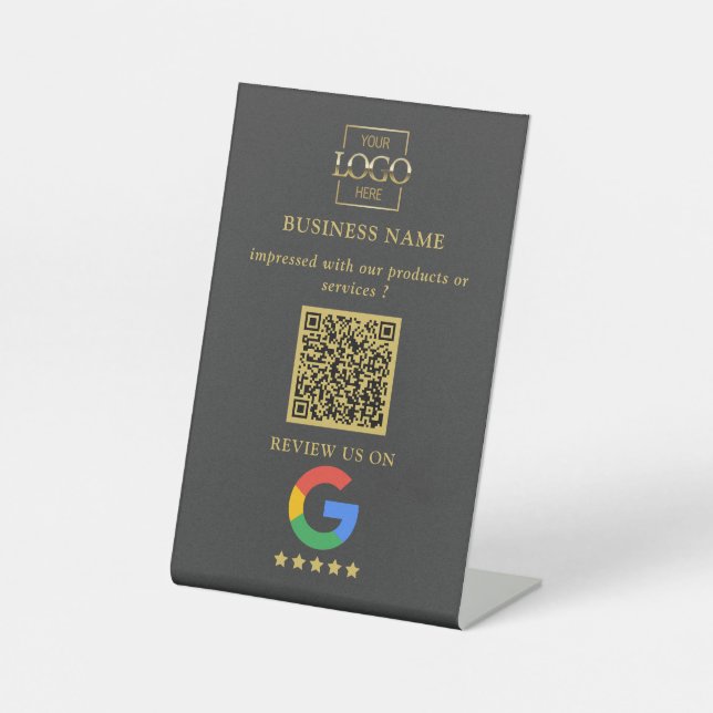 Signe De Table Code QR de l'avis professionnel Google Logo d'entr (Recto)