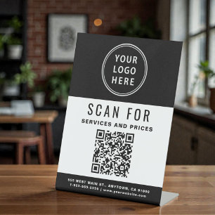 Signe De Table Code QR de l'entreprise Logo Noir Blanc