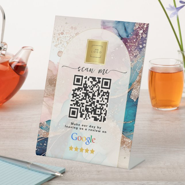Signe De Table Code QR de lien commercial de critiques Google ros (In SItu)