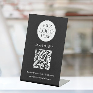 Signe De Table Code QR de logo d'entreprise personnalisé simple m