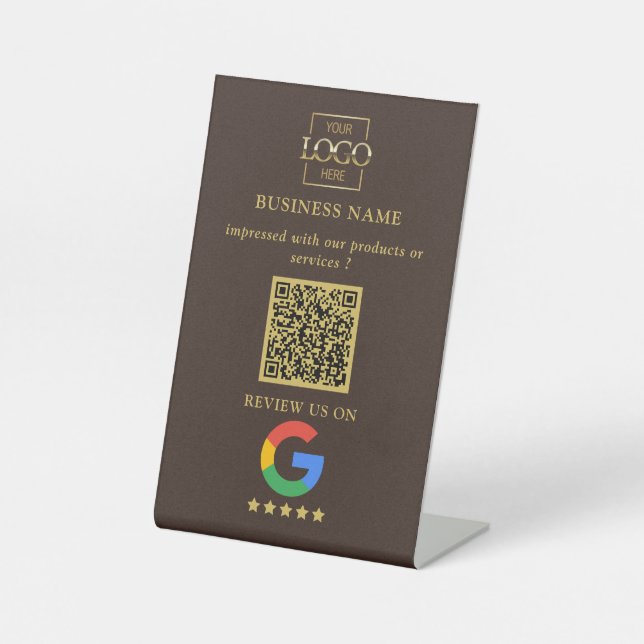 Signe De Table Code QR de logo d'entreprise pour les avis Google  (Recto)