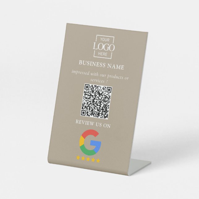 Signe De Table Code QR de logo d'entreprise pour les avis Google  (Recto)