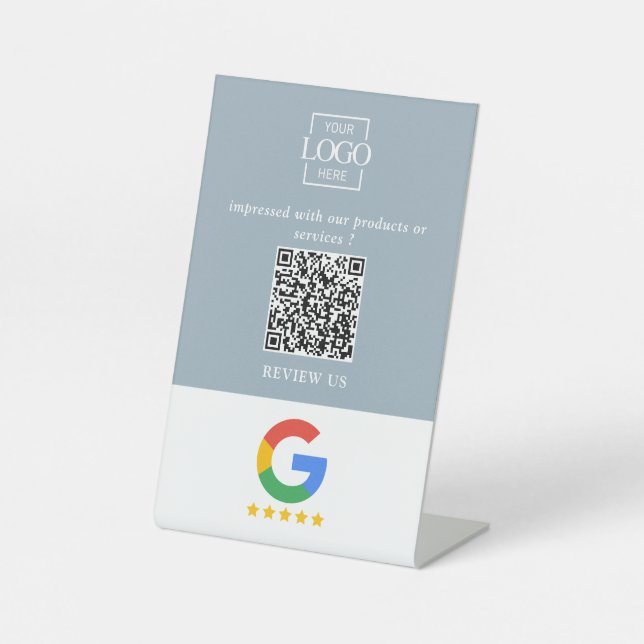 Signe De Table Code QR de logo d'entreprise pour les avis Google  (Recto)