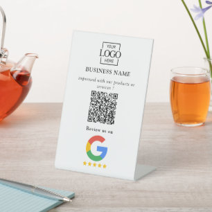 Signe De Table Code QR de logo d'entreprise pour les avis Google