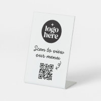 Code QR de menu de logo d'entreprise de base blanc