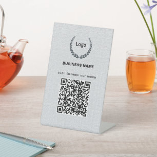 Signe De Table Code QR de menu de restaurant avec logo texturé po