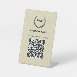 Signe De Table Code QR de menu de restaurant avec logo texturé po