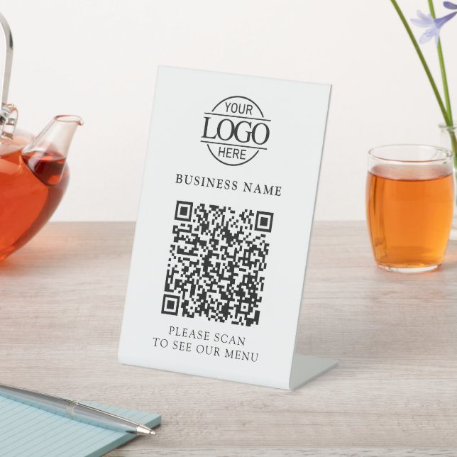 Signe De Table Code QR de menu simple pour logo d'entreprise sans (In SItu)
