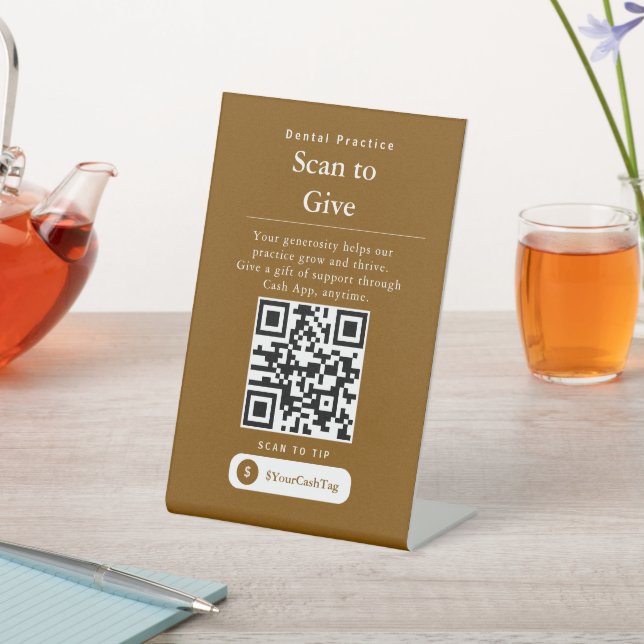 Signe De Table Code QR de Modern Cash App Tips  (In SItu)