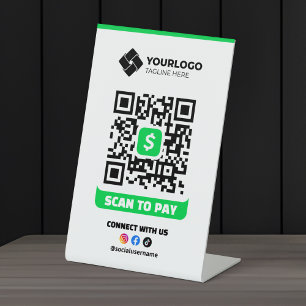 Signe De Table Code QR de paiement à scanner Logo de l'applicatio