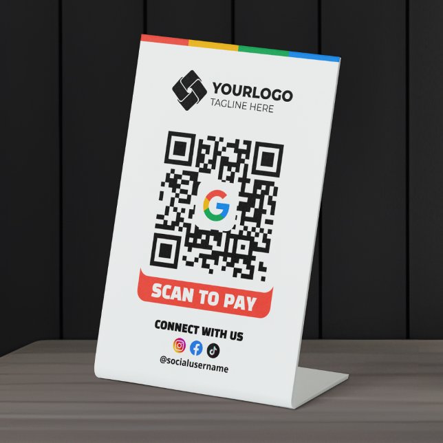 Signe De Table Code QR de paiement à scanner Logo Google Pay (Créateur téléchargé)