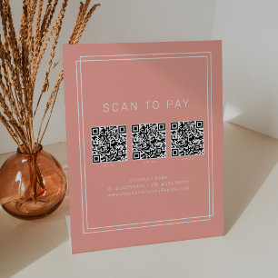 Signe De Table Code QR de paiement d'entreprise pêche rose AVERY