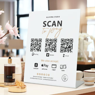 Signe De Table Code QR de paiement élégant moderne à numériser