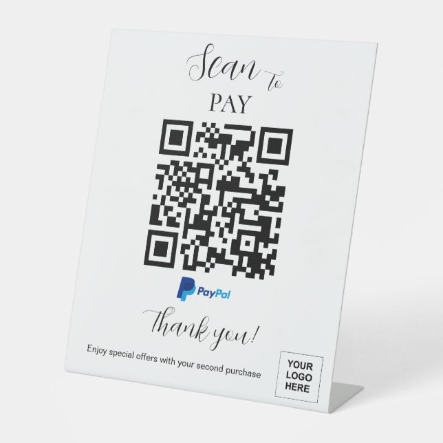 Signe De Table Code QR de paiement Paypal (Recto)