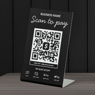 Signe De Table Code QR de paiement Scan to Pay Cash App et plus e