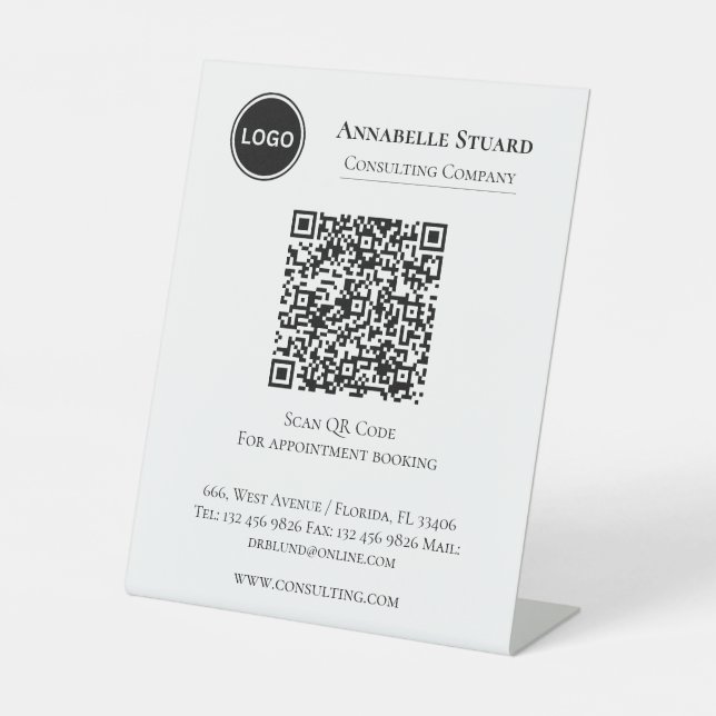 Signe De Table Code QR de réservation de rendez-vous professionne (Recto)