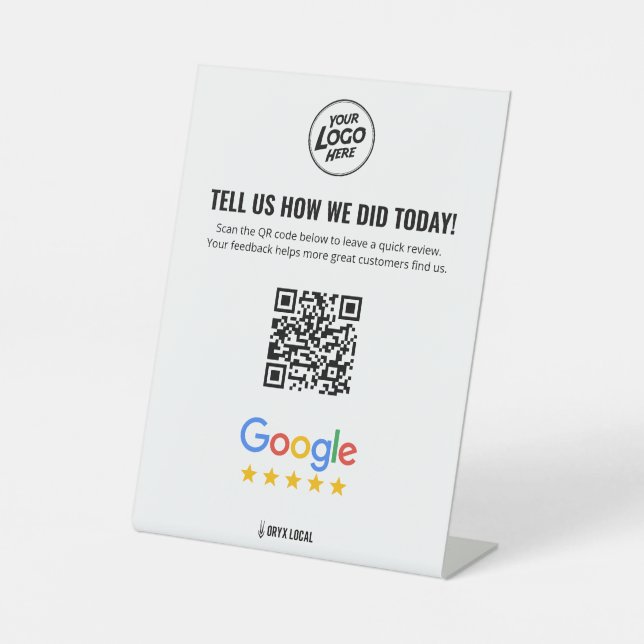 Signe De Table Code QR de révision commerciale Socle de notation  (Recto)