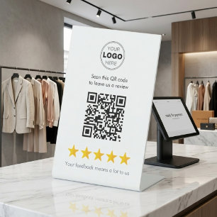 Signe De Table Code QR de révision d'entreprise minimal moderne 5