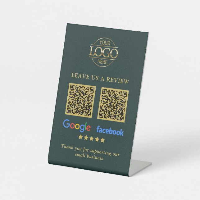Signe De Table Code QR de révision du logo d'entreprise Google &  (Recto)