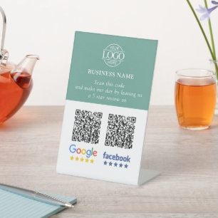 Signe De Table Code QR de révision simple pour Google et Facebook