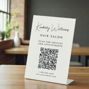 Signe De Table Code QR de signature commerciale crème