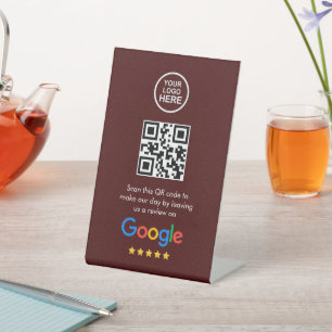 Signe De Table Code QR d'entreprise Google Revoir Pedestal Signal