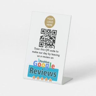 Signe De Table Code QR d'entreprise Google Revoir Pedestal Signal