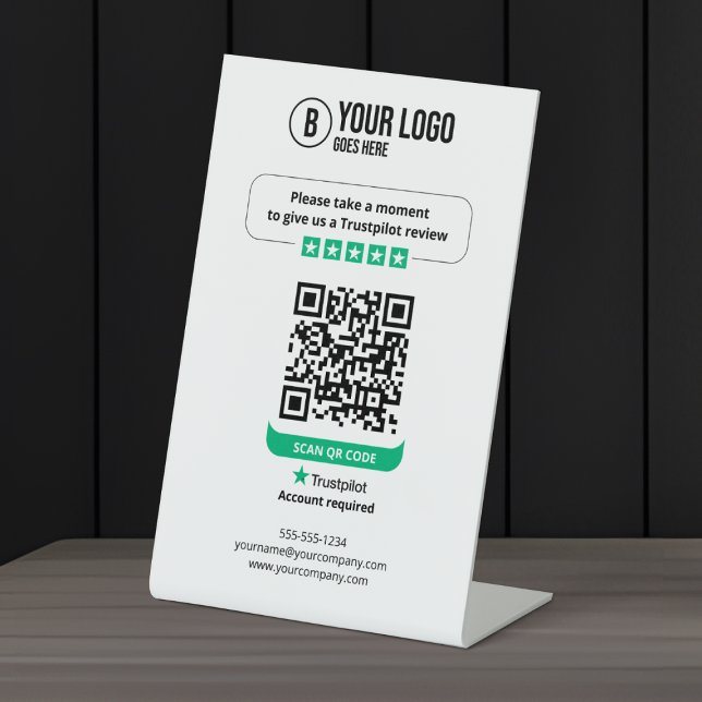 Signe De Table Code QR des avis Trustpilot Notez Mon Entreprise 5 (Créateur téléchargé)