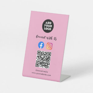 Signe De Table Code QR des médias sociaux   Présentoir de table I