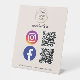 Signe De Table Code QR des médias sociaux rose moderne