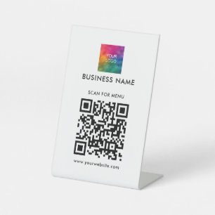Signe De Table Code QR du logo de l'entreprise Menu Analyse Modèl