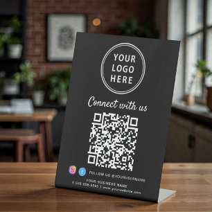 Signe De Table Code QR du logo d'entreprise Connectez-vous avec n