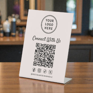 Signe De Table Code QR du logo d'entreprise Tablette rose