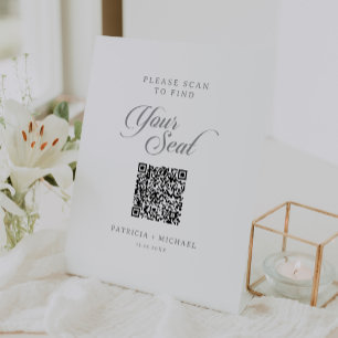 Signe De Table Code QR du plan de table en calligraphie Chic Clas