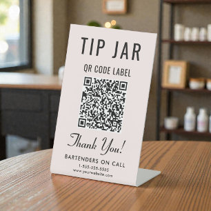 Signe De Table Code QR du pot à pourboires Rose sur socle