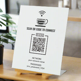 Signe De Table Code QR du réseau de mot de passe noir et blanc pe
