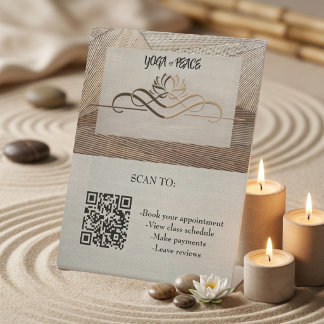 Signe De Table Code QR Fleur de Lotus en Linge de Bambou Calmant