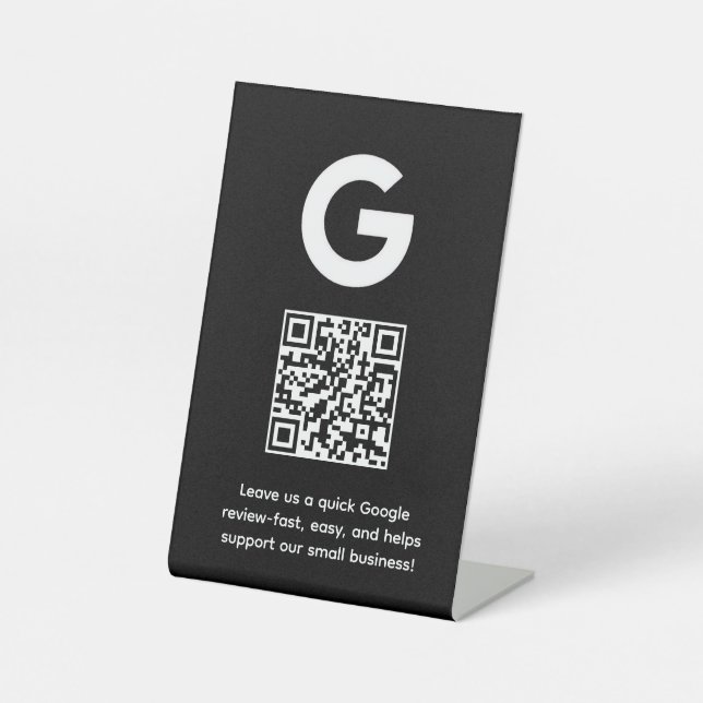 Signe De Table Code QR Google | Affichage du lien de révision d'e (Recto)