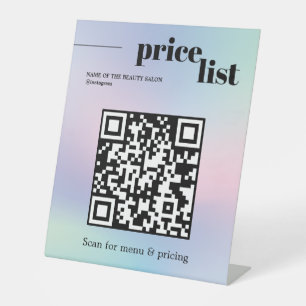 Signe De Table Code QR gras dégradé rose bleu minimaliste Salon