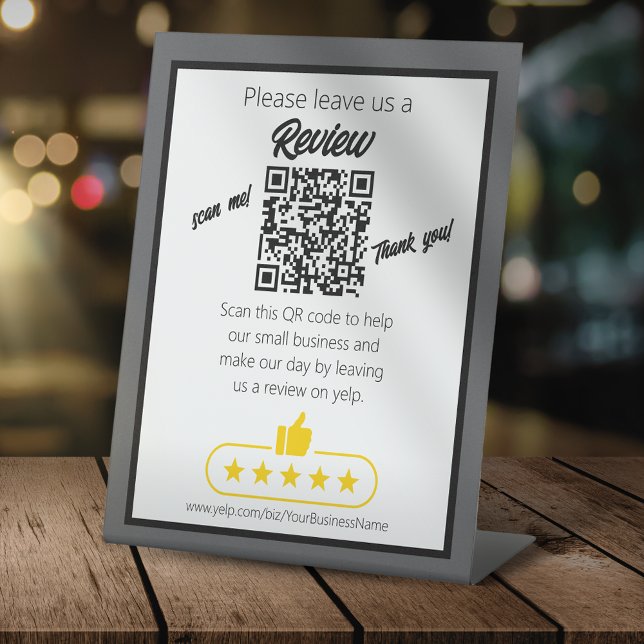 Signe De Table Code QR 'laissez-nous un commentaire' YELP (Créateur téléchargé)