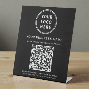Signe De Table Code QR Logo Entreprise Noir