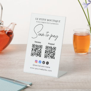 Signe De Table Code QR Logo Entreprise Scan To Pay