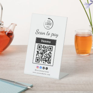 Signe De Table Code QR Logo Entreprise Scan To Pay