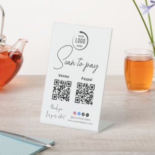 Signe De Table Code QR Logo Entreprise Scan To Pay