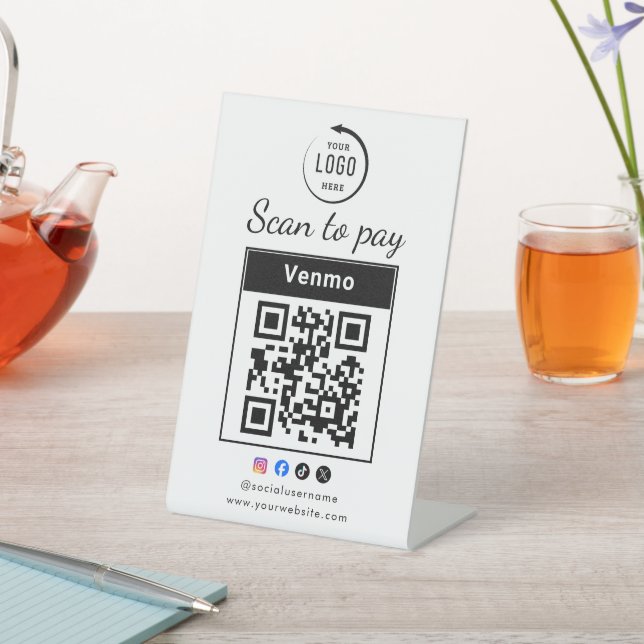 Signe De Table Code QR Logo Entreprise Scan To Pay (In SItu)