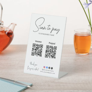 Signe De Table Code QR Logo Entreprise Scan To Pay