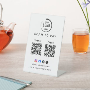 Signe De Table Code QR Logo Entreprise Scan To Pay