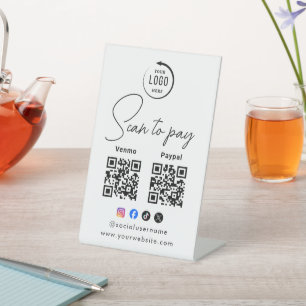 Signe De Table Code QR Logo Entreprise Scan To Pay