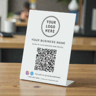 Signe De Table Code QR Logo Réseaux Sociaux Entreprise